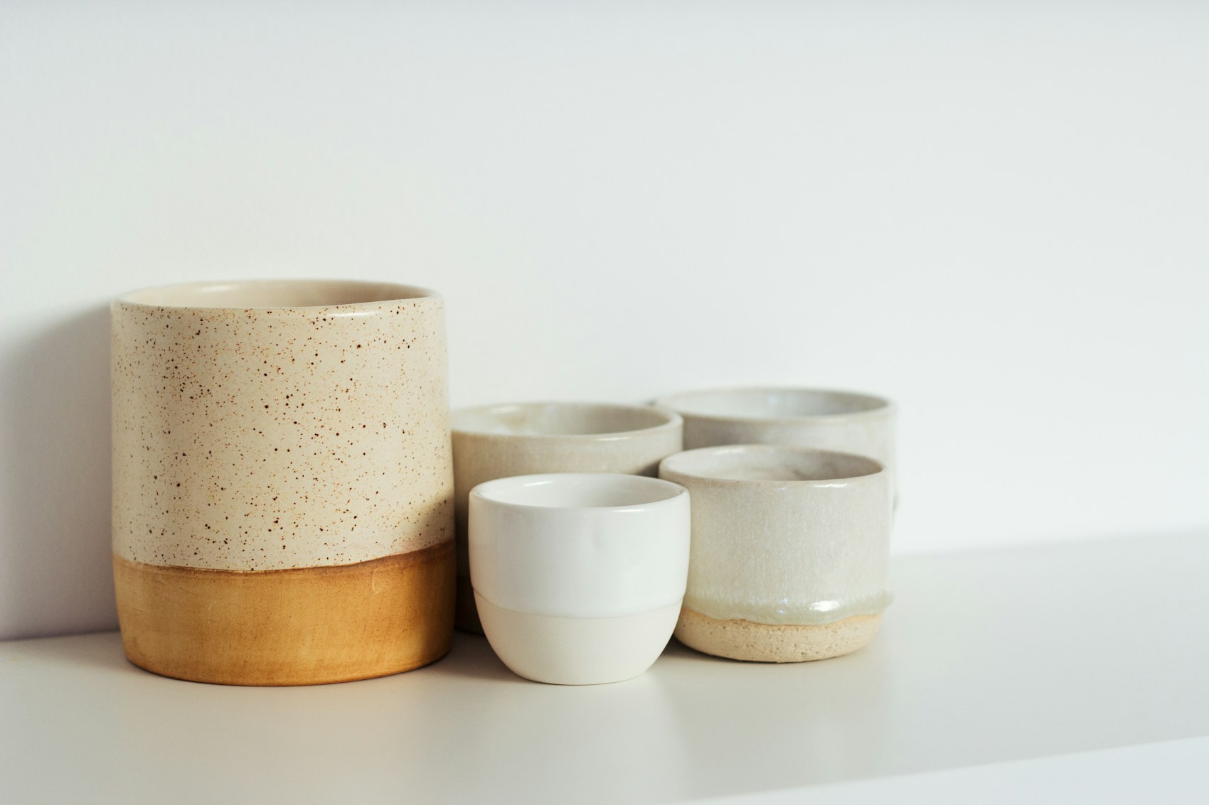 Neutral ceramic bowls stacked together